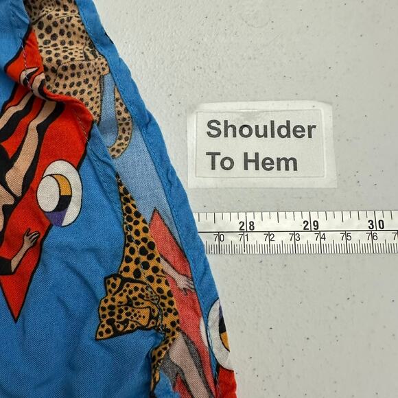 Baha Llama Mens Button Up Shirt Size S Cheetah Bathing Beauties Novelty Kitsch - Picture 9 of 10